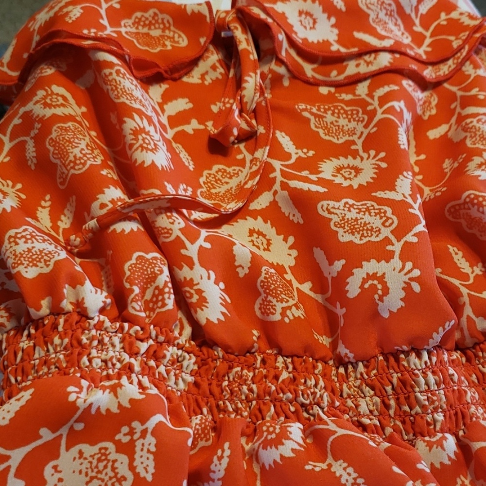 AE | Floral Print Dress SP Orange Cream RacerBack - Picture 2 of 3